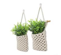 Lot de 2 Jardinières Murales Macramé pour coton 4mm pour tressé | Convient pour salon cuisine pour chambre et salle de bain Affichez des plantes en pot décorations Peu encombrant