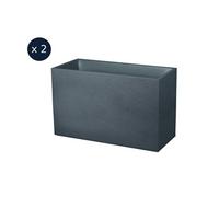 Lot de 2 Jardinières Muret Graphit 99,5 x 39,5 x 60 cm - 116 L - Gris anthracite - Eda