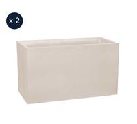 Lot de 2 Jardinières Muret Volcania effet pierre - 99,5 x 39,5 x 60 cm - 116 L - Beige calcaire - Eda