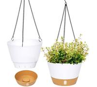 Lot de 2 jardinières suspendues blanches AIMOONSA 25 cm - pots en plastique percés, intérieur/extérieur