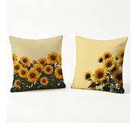 Lot de 2 jaune Housse de Coussin Extérieur Imperméable, tournesol Housse Coussin 40 x 40 cm, Double Face Imprimée Taie d'oreiller en Lin, Coussins Decoratif pour Canape Jardin Salon Chaise Lit y0-194