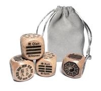 Lot de 2 jeux de 8 dés en bois Trigrammes (baguette innée, baguette acquise), mysticisme oriental, boussole Feng Shui, Tai Chi Yin Yang, outils de divination et de prophétie (4 pièces, 25 mm)