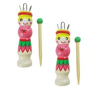 Lot de 2 jeux de tricot avec - Poupées à tricoter en bois - Kit de bricolage pour enfants - Kit de démarrage pour enfants - Pour apprendre à tricoter la laine - Bricolage et artisanat