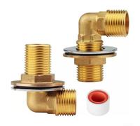 Lot de 2 joints coudés coudés à 90 degrés avec écrous de verrouillage et rondelles pour robinet mural commercial 1/2 IPS G1/2 Kit de raccord en laiton