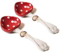 Lot de 2 jolies cuillères à soupe en céramique avec pois, céramique sûre, utilisation pour dessert, petit déjeuner, soupe.