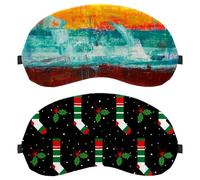 Lot de 2 jolis masques de sommeil en bas de Noël pour dormir sur le dos et sur le côté, masque pour les yeux 100 % bloquant la lumière, réglable et respirant, zéro pression oculaire