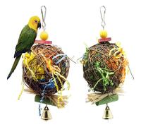 Lot de 2 jouets à mâcher et à déchiqueter à suspendre en cage pour perruche calopsitte, conure et perroquet gris du Gabon.