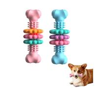 Lot de 2 jouets à mâcher pour chien - Brosse à dents pour petits chiens - Nettoyage des dents indestructible - Jouet à mâcher pour chiot - Rose + bleu