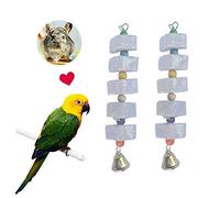 Lot de 2 jouets à mâcher pour oiseau, bec perroquet avec clochette