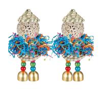 Lot de 2 jouets à mâcher pour oiseaux - Matériau feuille de palmier - Jouet suspendu résistant aux morsures - Balle amusante déchiquetable - Accessoire d'entraînement interactif pour perroquet - Pour