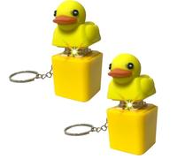 Lot de 2 Jouets Anti-Stress Duck Quacking, Porte-clés Petit Canard Jaune de Dessin animé Canard lumineuxs cancanant Pendentif, Clicker pour Clavier Qui Cancane pour Adultes et Enfant
