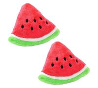 Lot de 2 jouets couineurs à mâcher en coton pour animaux de compagnie - Balle triangulaire en forme de pastèque - Jouet couineur pour chiots et petits chiens - Jouets couineurs pour petits chiens