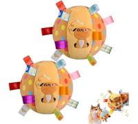 Lot de 2 jouets couineurs colorés à suspendre pour chien, balle en peluche douce de 15,2 cm avec matériau en coton et cloche intégrée, jouets interactifs amusants à mâcher pour chiens de petite et