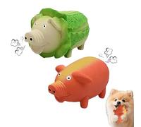 Lot de 2 jouets couineurs en latex pour chien avec son Oinks, chou et carottes, jouet durable à presser pour chiens de petite, moyenne et grande taille