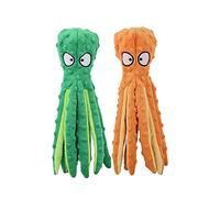 Lot de 2 jouets couineurs pour chien - Pieuvre en peluche froissée non pelucheuse pour garder les chiots occupés pendant la dentition et la mastication, convient pour les races de petite, moyenne et