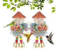 Lot de 2 jouets de chasse aux oiseaux - Jouet à mâcher - Balle à mâcher - Pour cage, perruche, canaris, inséparable