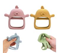 Lot de 2 jouets de dentition pour bébé 3-6 6-12 mois, souple en silicone sans BPA dentition mitaine anti-goutte à mâcher jouets de dentition 0-3 6 9 12 mois pour bébés besoins de succion