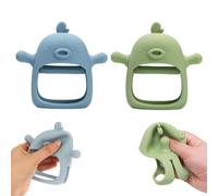 Lot de 2 jouets de dentition pour bébé 3-6 6-12 mois, souple en silicone sans BPA dentition mitaine anti-goutte à mâcher jouets de dentition 0-3 6 9 12 mois pour bébés besoins de succion
