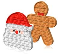 Lot de 2 jouets de Noël Pop It Fidget - Père Noël et bonhomme en pain d'épices - Boîte de réveillon de Noël, sac de fête, cadeaux pour enfants, garçons et filles, bébé, jouet sensoriel