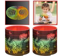 Lot de 2 jouets de printemps dinosaures pour enfants - Jouet de printemps pour bonbonnière en plastique multicolore et sac de fête pour enfants - Taille 6,5 cm