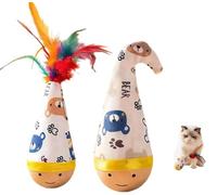 Lot de 2 jouets en bois de hêtre naturel pour chat, oscillation, gobelet auto-redressant, jouet interactif silencieux pour chats d'intérieur, peluche sans piles, décoration d'intérieur esthétique (2