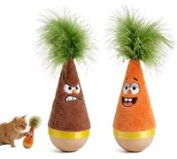 Lot de 2 jouets en bois de hêtre naturel pour chat, oscillation, gobelet auto-redressant, jouet interactif silencieux pour chats d'intérieur, peluche sans piles, décoration d'intérieur esthétique (2
