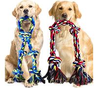 Lot de 2 jouets en corde pour chiens de grande et moyenne taille, 100 % coton, jouet à tirer durable pour mâcheurs agressifs, nettoyage des dents