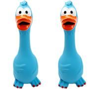 Lot de 2 jouets en forme de poulet en caoutchouc bleu pour chien, jouet à mâcher en latex avec couineur, jouet crieur interactif pour chiens de petite et moyenne taille, nettoyage des dents, confort