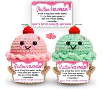 Lot de 2 jouets en peluche au crochet en forme de crème glacée pour couple - Fait à la main - Fraise et menthe - Cadeaux de relation longue distance, cadeau de Saint-Valentin, d'anniversaire de