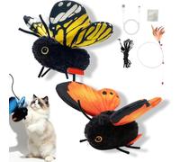 Lot de 2 jouets interactifs à détection intelligente en forme de papillon pour chat, rechargeable, mouvement des ailes réaliste qui encourage le traque, la poursuite, les battements, prend en charge
