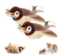 Lot de 2 jouets interactifs pour chats en forme d'oiseau volant pour chats d'intérieur avec ailes qui grinçaient
