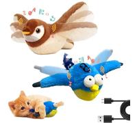 Lot de 2 jouets pour chat en forme de moineau, ailes battantes qui ne volent pas, jouet pour chat d'intérieur, jouet interactif pour chaton ou petit chien, activé par le toucher, rechargeable (2