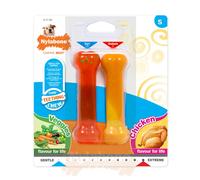Lot de 2 jouets pour chien Nylabone Puppy Extreme Chew - Chicken and Moderate Chew Veggies Flavour S Rouge S