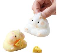 Lot de 2 Jouets spongieux en Silicone pour Hamster,Jouet en Peluche Mignon pour soulager l'anxiété avec Cloche,Souris Douce,décompression,Jouets pour Enfant et Adultes, Cadeau pour soulager Le Stress
