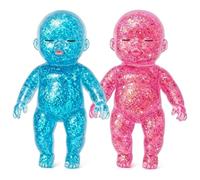 Lot de 2 jouets spongieux pour bébé, adaptés pour une utilisation au bureau, compagnons de voyage et repos rapide, poupées à squishies roses et bleues avec motif rempli de sucre