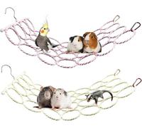 Lot de 2 Jouets Suspendus pour Petits Animaux - Filet à Corde pour Rats, Échelle Suspendue pour Oiseaux, Pont d’Escalade pour Perruches, Perroquets, Hamsters, Octodons, et Petits Animaux en Cage