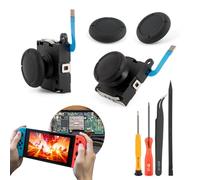 Lot de 2 joysticks analogiques 3D pour Nintendo Switch Lite/Switch OLED avec outils de réparation (noir)