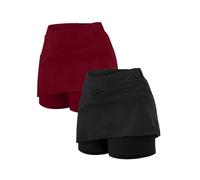 Lot de 2 Jupe Short Femme Ete Sexy Chic Faux Deux Couches Short Femme Sport Shorts Jupe Femmes Femmes Grande Taille Haute Élastique Yoga Shorts Randonnée Running Course Tennis Activewear