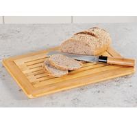 Lot de 2 Kesper Planche à Découper, Planche à Découper pour le pain, pain planche à pain avec ramasse miettes, en bambou certifié FSC, dimensions : env. 420 x 280 x 20 mm