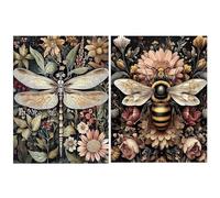 Lot de 2 Kit 5D Diamond Painting pour Adultes Débutants Libellule + Abeille