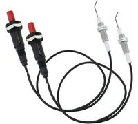 Lot de 2 kits d'allumage piézo à bouton-poussoir avec fil de 50,8 cm - Remplacement universel d'allumage à gaz - Fonctionne avec gril, foyer, four et chauffage - Noir