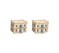 Lot de 2 kits d'architecture en bois 1/72 3D pour dioramas, cadeau à 2 étages