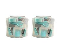 Lot de 2 kits de fournitures de bureau de 16 pièces, ensemble d'accessoires de bureau mignons, ensemble d'agrafeuse d'école, mini trousse de fournitures de bureau portable avec ciseaux (bleu)