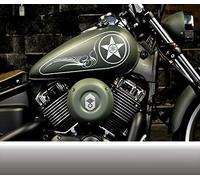 Lot de 2 kits graphiques adhésifs pour réservoir Yamaha Dragstar Custom matériau de haute qualité adhère parfaitement au fond et résistants au traitement peinture (argent argenté).