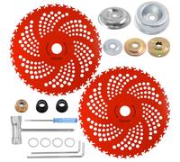 Lot de 2 lames de désherbeur de 22,9 cm x 36 dents en carbure de tungstène avec kit adaptateur universel pour débroussailleuses, débroussailleuses, désherbeurs