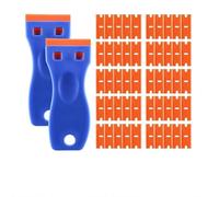 Lot de 2 lames de rasoir en plastique avec 50 lames de rechange, outil de sécurité anti-rayures pour enlever les autocollants, les décalcomanies, les résidus d'adhésif, le vinyle, les étiquettes du