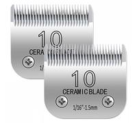 Lot de 2 lames de rechange pour tondeuse de toilettage d'animaux domestiques, lames amovibles compatibles avec les tondeuses Andis/Wahl/Oster, 10 lames de 1,5 mm, lames en céramique et acier