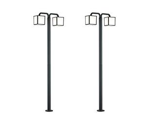 Lot de 2 lampadaires carrés à LED - Hauteur : 200 cm - IP54 - Éclairage extérieur polyvalent pour la maison et le jardin.
