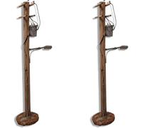 Lot de 2 lampadaires de rue pour bureau, table ou diorama, éclairage miniature vintage utilitaire, modèle de réverbère LED pour décoration de bureau, lampe de table industrielle pour modélisme de