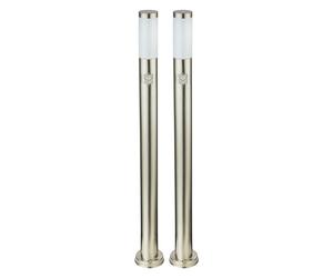 Lot de 2 lampadaires d'extérieur design en acier inoxydable lampes d'éclairage d'allée de jardin détecteur de mouvement